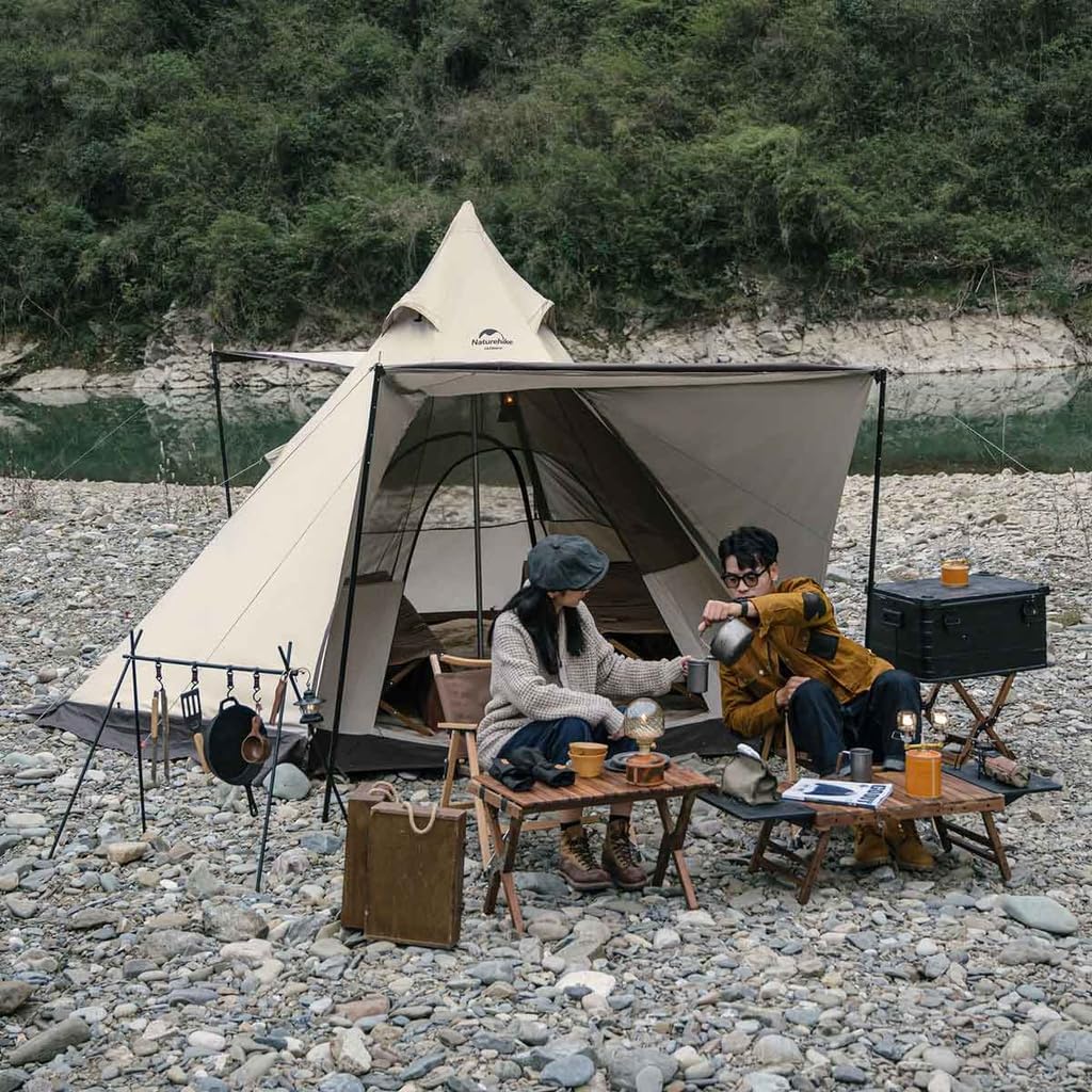 Naturehike Šestihranná pyramida s jednou tyčí, vhodná pro všechny typy stanů, snadné zatemnění, ochrana proti slunci, včetně sněhové zástěry, pro 3-4 osoby, roční období, montáž, kompaktní...