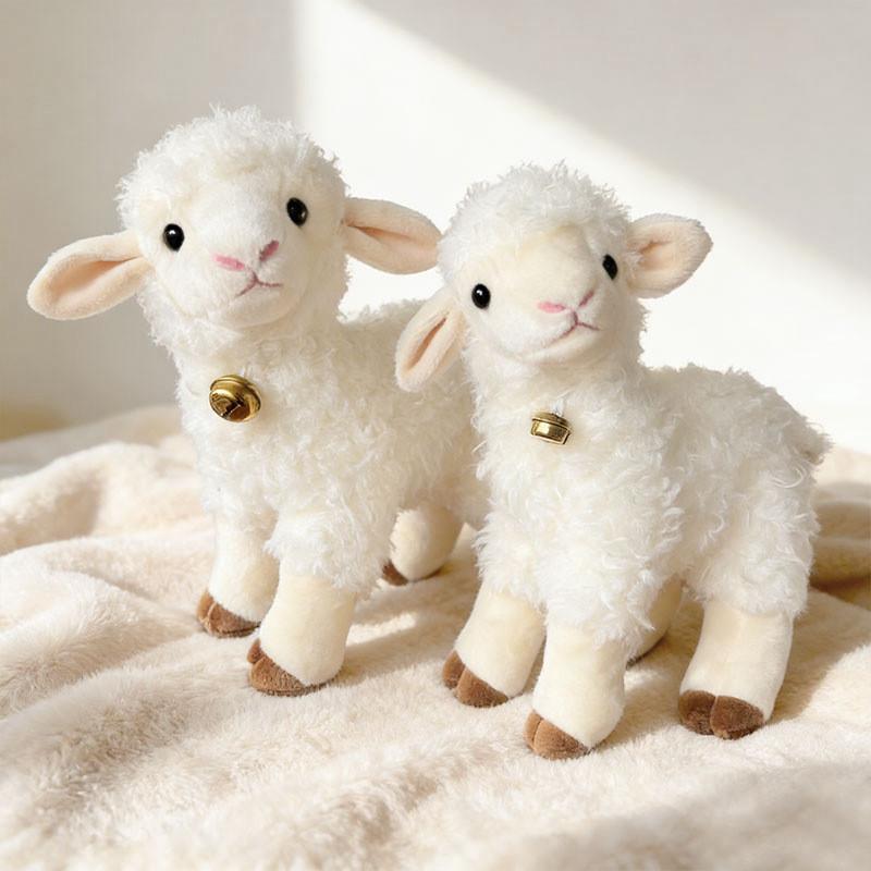 Small Sheep Plush Toy With Bell Soft Stuffed Animal For Kids Gift And Play