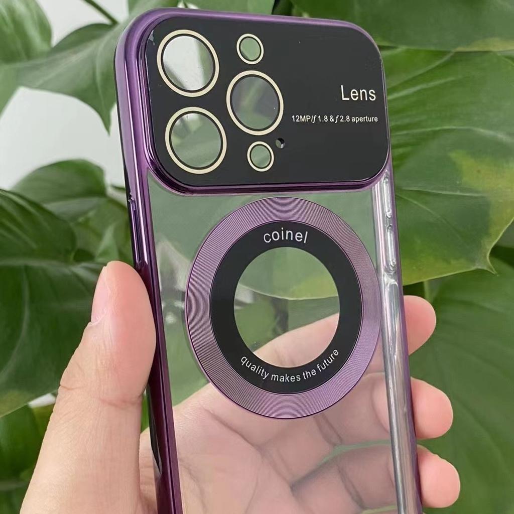 Applicable To IPhone 15 Leakage Mark Magnetic Plating Mobile Phone Case Apple 14 Full-pack Lens Protection Case