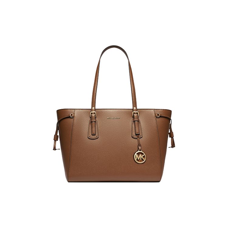 

Michael Kors Mk Voyager Letter Logo Pendant Solid Color Leather Catfish Shoulder Bag Medium Women shoulder bag Brown 30H7GV6T8L-230 Basic Set (Bag+Dust Bag)