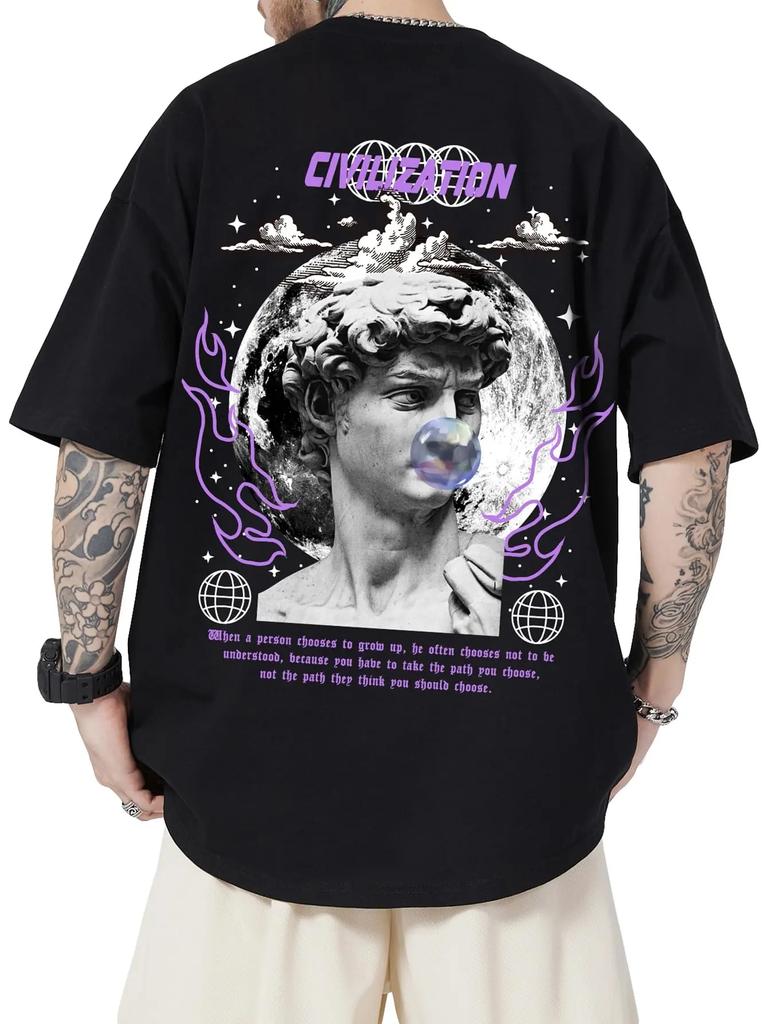 Sommer neu 100% Baumwolle Herren Rundhals Kurzarm Locker T-Shirt Oberteil Buchstaben bedrucktes T-Shirt Hohe Qualität Rockmusik Festival