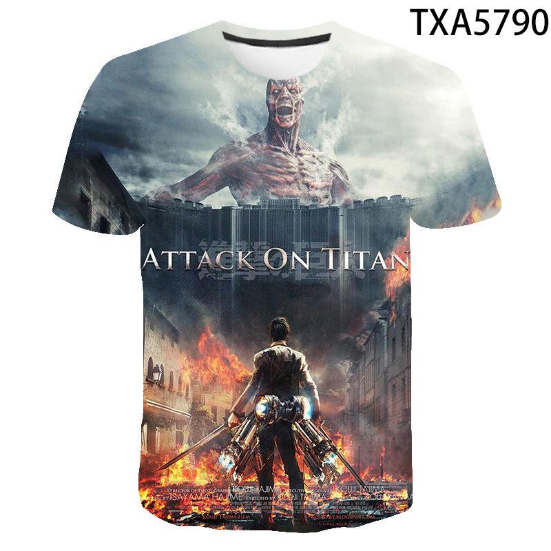 Attack on Titan 3D Digital Print T-Shirt for Men Boys, Anime Graphic Tee, Breathable Polyester Short Sleeve, Casual Streetwear Tops