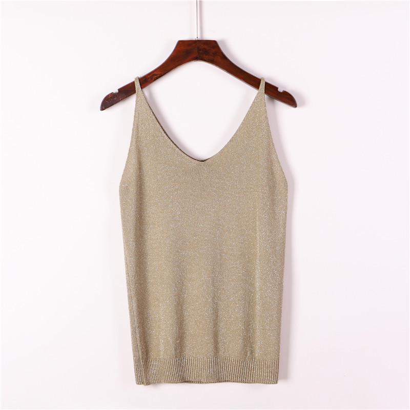 Shiny Sequined Knitted Women's Camisole Vest Top