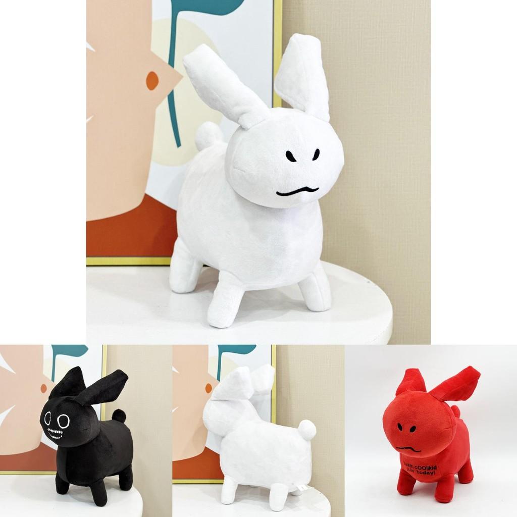 Gubby Plush Black White Red Rabbit Animal Toy With Pp Cotton Filling For Kids And Collectors