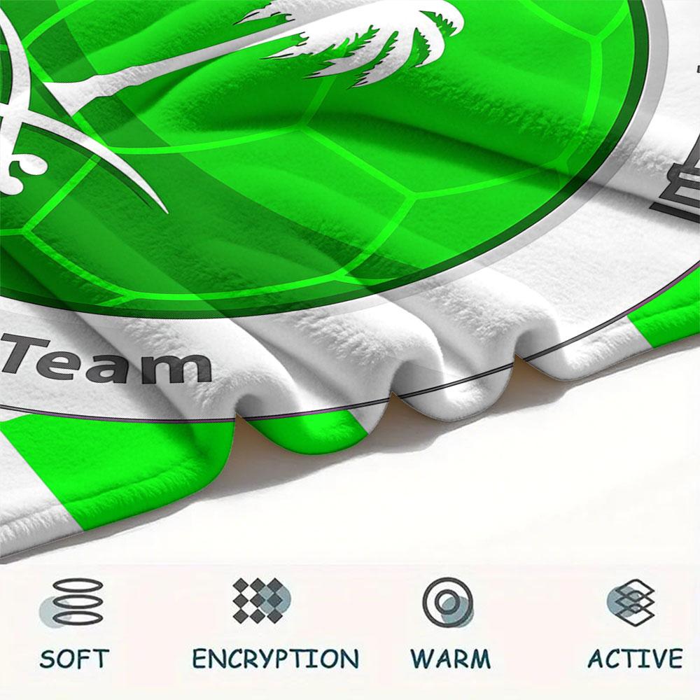 1PC Saudi Senior National Football Team Patterned Flannel Blanket Suitable For All Seasons for Home Decor Warmth and Comfort Gifts Holiday Present