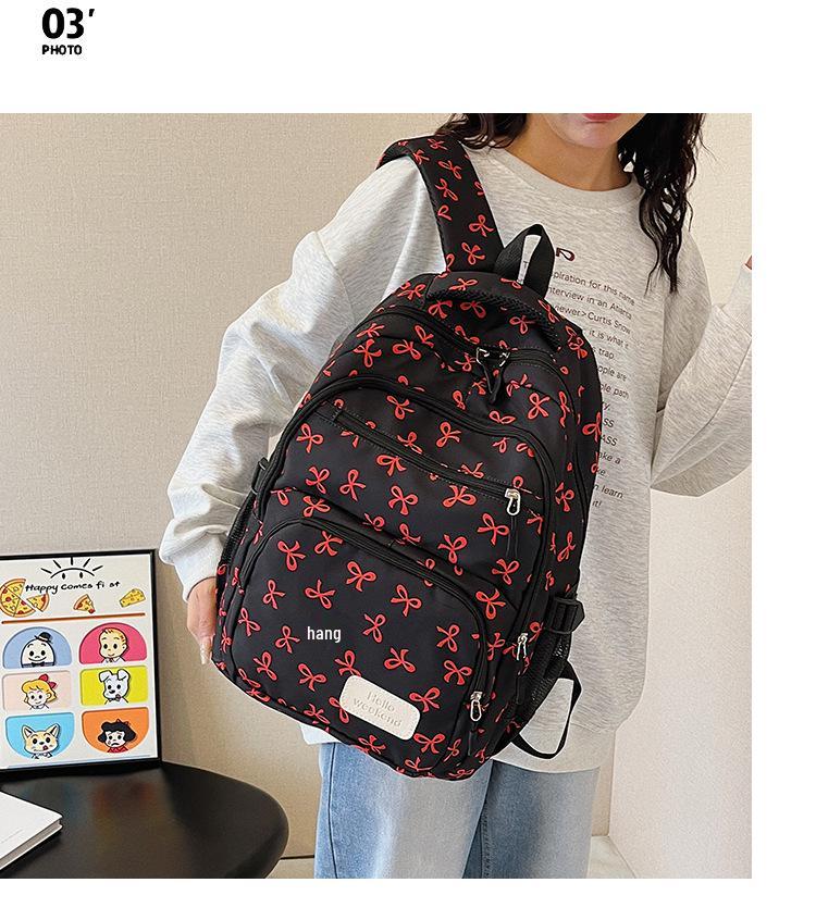 Mädchenhafter Blumen-Schleifen-Rucksack-Set - Schulrucksack im koreanischen Stil für Schüler