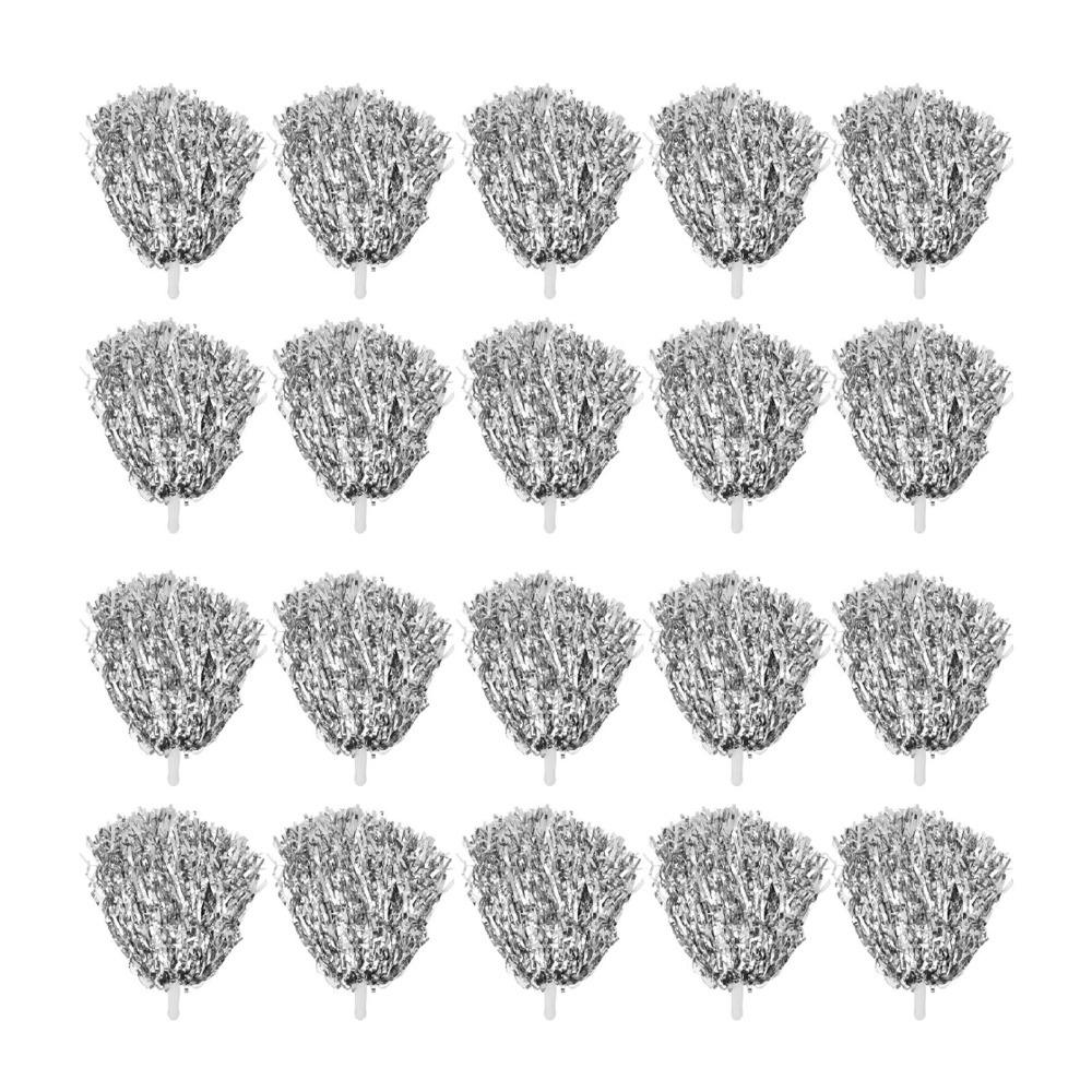 20PCS Handle Cheering Hand Flowers Metallic Foil Cheerleader Pompoms For Football Spirit