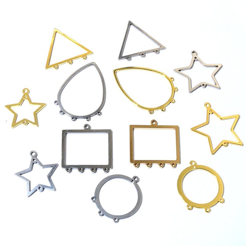 10 Stück Edelstahl Goldfarbe Anhänger Geometrisch Stempelrohlinge DIY Poröser Verbinder Anhänger Halskette Ohrring Zubehör
