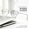 Lightweight Oval Photochromic Myopia Glasses Anti Blue Light HD Eyewear 0~-4.0 Diopters