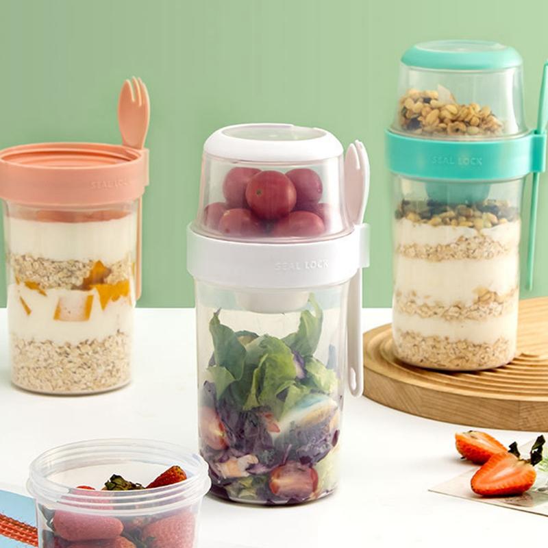 1 szt. Śniadanie owocowe owies jogurtowy kubek na sałatkę z pokrywką i łyżką dwuwarstwowe pudełko do przechowywania żywności pudełko bento Fitness miska stożkowa o obniżonej zawartości tłuszczu