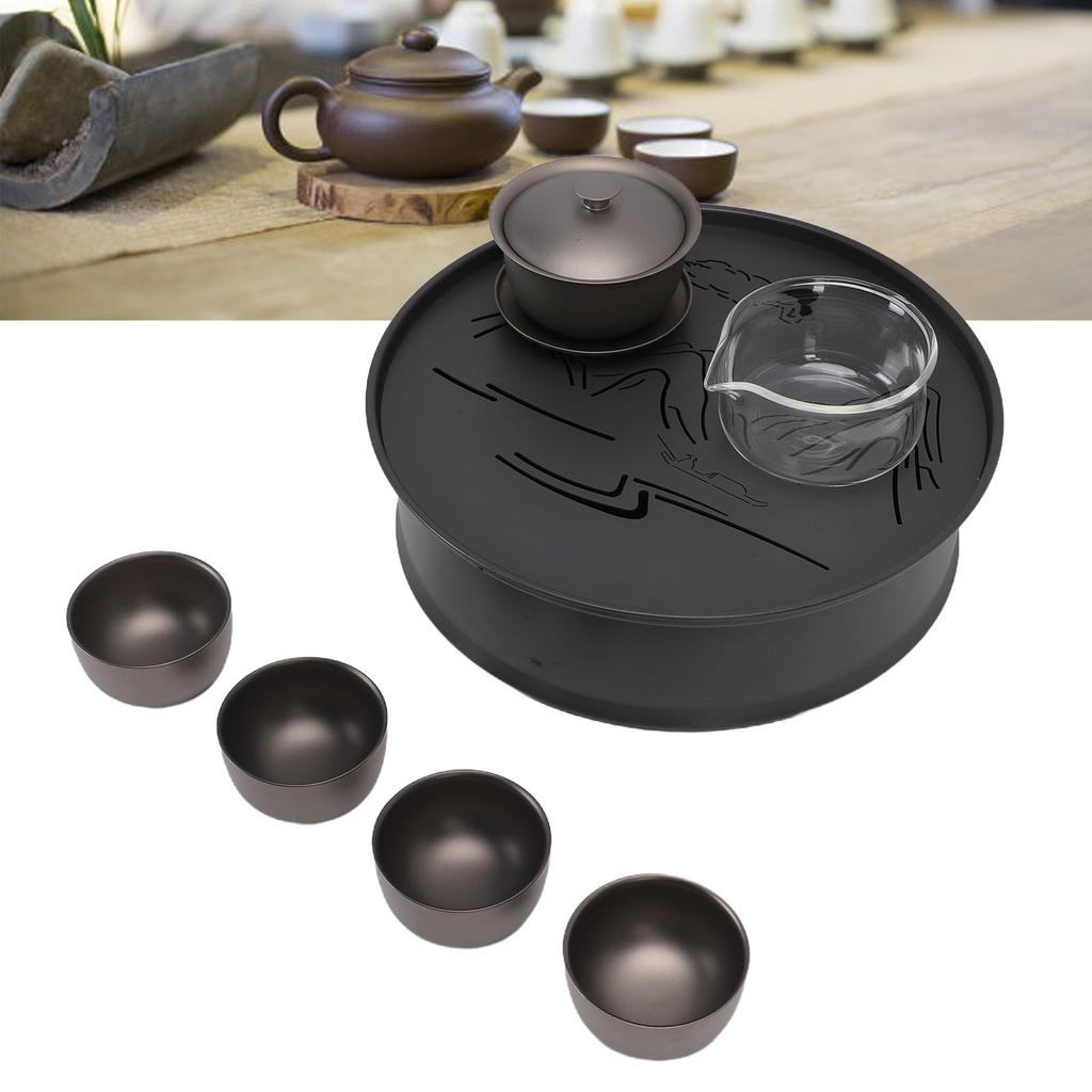 Outdoor Camping Tea Set Multifunctional Lightweight Portable Pure Ti Camping Tea Brewing Cup Set