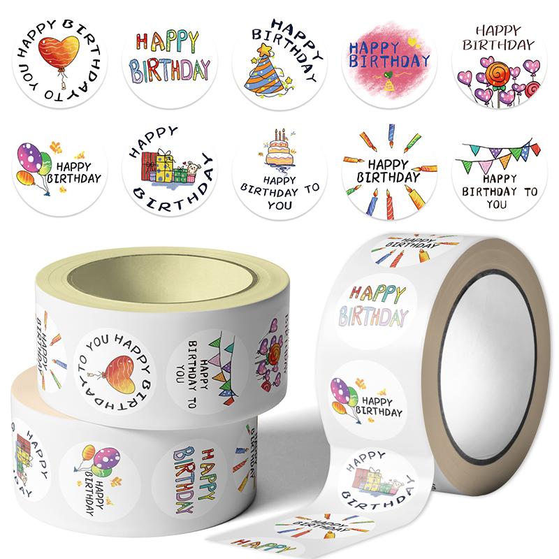 500pcs Happy Birthday Roll Stickers Adorable Balloon Shaped Happy Birthday Sticker Fun Birth Day Cake Greeting Sticker Birthday
