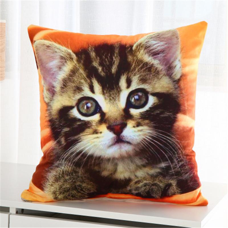 45x45cm Puppy Cat Dog Printed Cushion Cover Short Plush Living Room Sofa Christmas Home Decoration