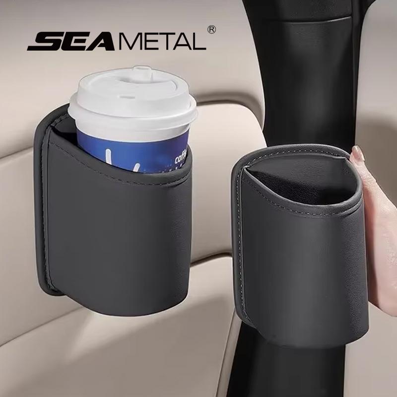 SEAMETAL Umělá kůže Držák na nápoje do auta Klip na pohár na vodu do vozidla Multifunkční úložný box Doplňky do interiéru auta