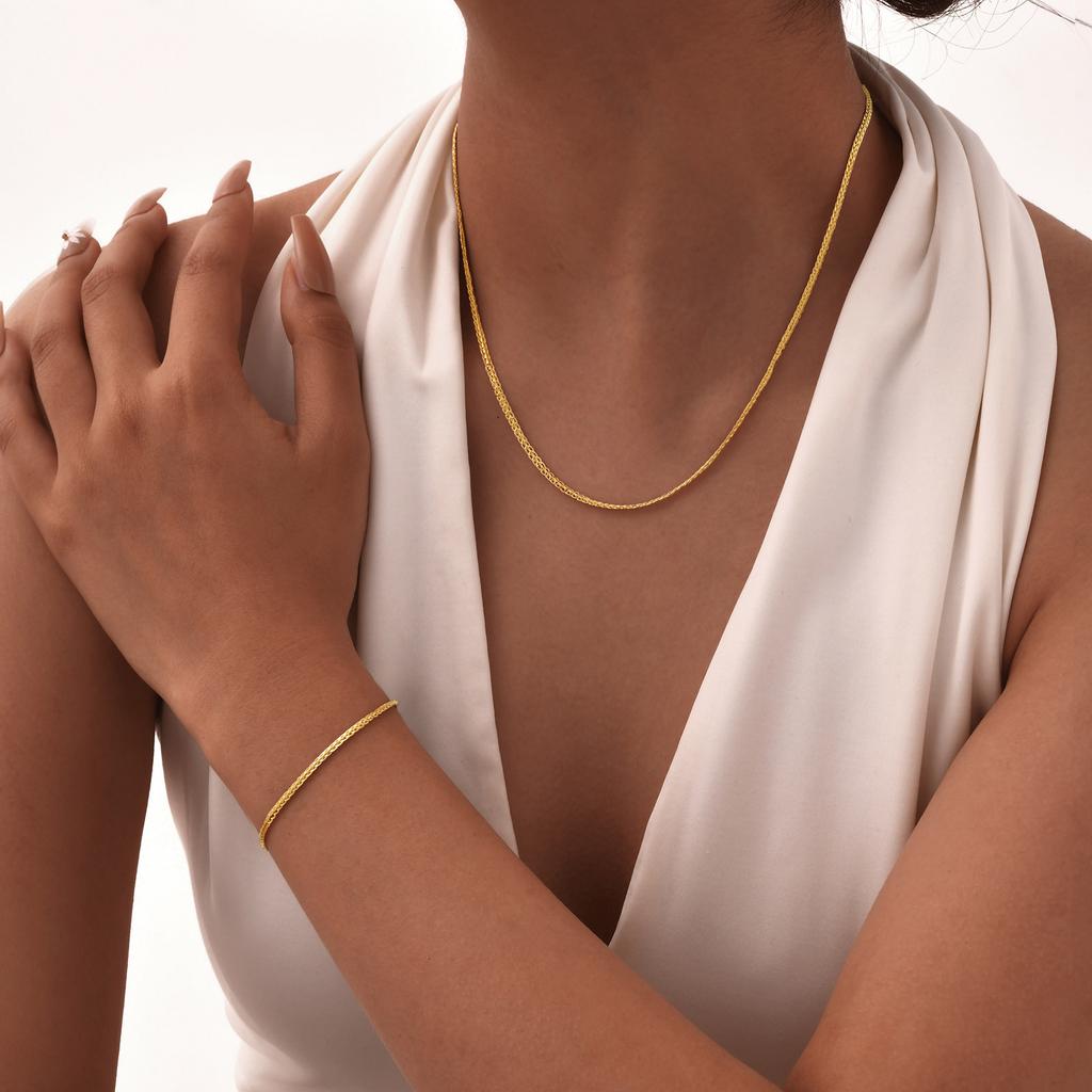 Women Minimalist Thin Gold Plated Chain Necklace, Stackable Stainless Steel Gold Plated Waterproof Jewelry