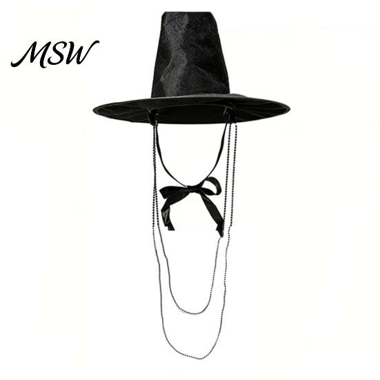 Lightweight Traditional Headgear Korean Hat, Anime Cosplay Accessory, Stage Performance Flat Style Wide Brim Hat Top with Beaded Chain for Cosplay,