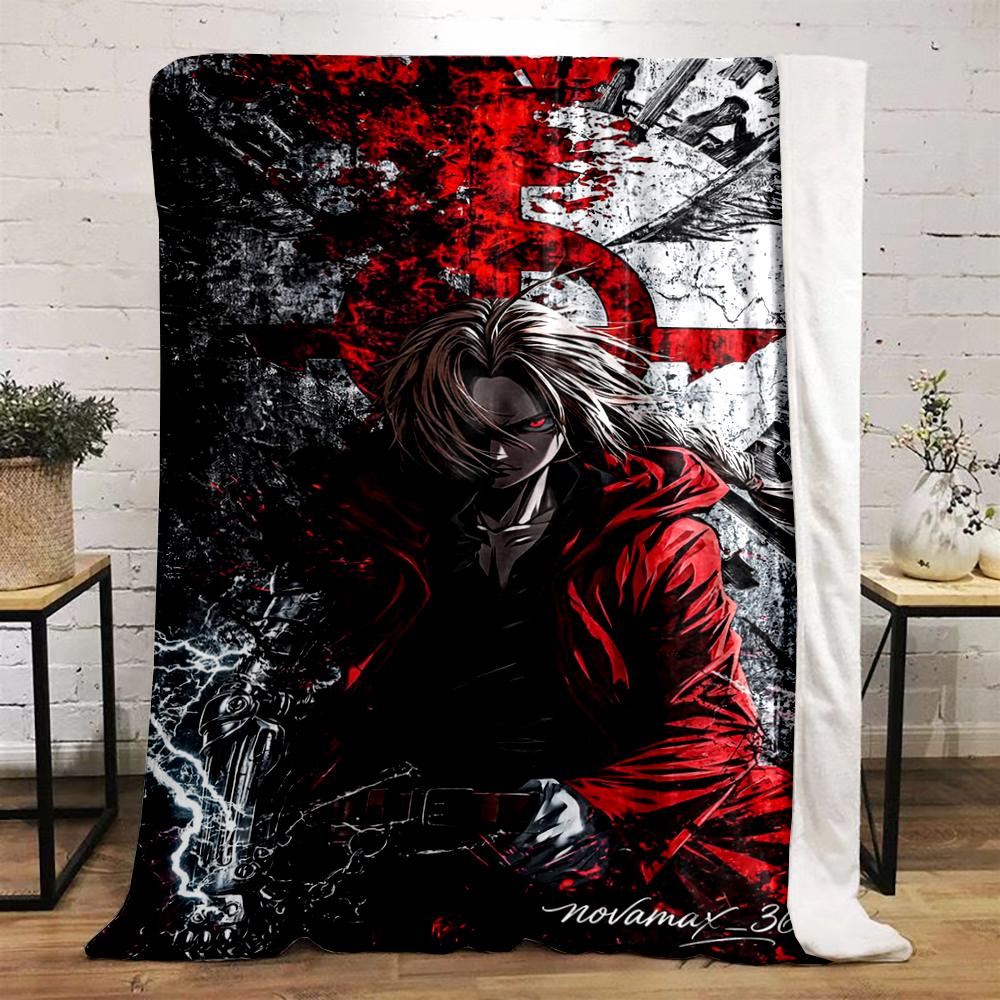 "Anime Warrior with Red Coat Design warm quilt- Flannel blanket for bedroom, living room, sofa, and nap