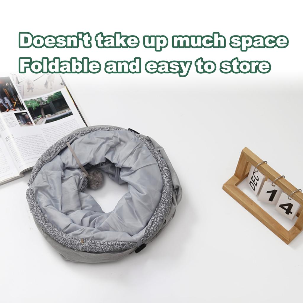 Suede Cat Tunnel Toy Foldable Peekaboo Tunnel with Self-entertaining Ball Built-in Steel Wire Soft and Delicate Best Sellers Cat Cafe Family