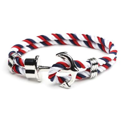 Pulsera de Ancla Azul Marino: Moda Urbana Retro para Hombres y Mujeres - Joyería de Cuerda Trendy para Parejas