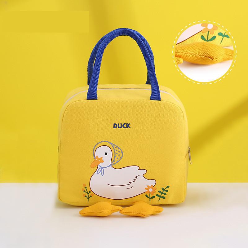 Adorable Yellow Duck Bento Bag Cute Cartoon Handbag Canvas Thermal Bag