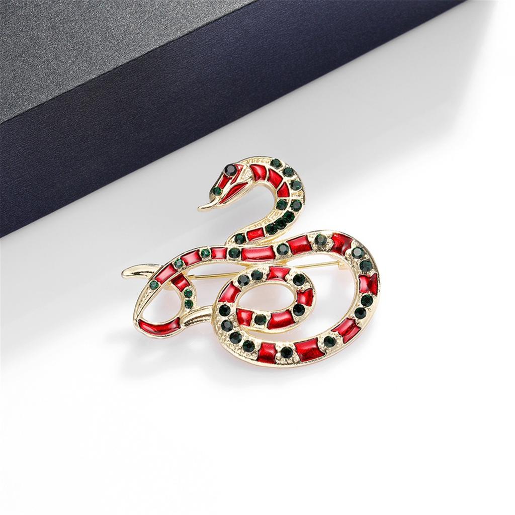 Rhinestone Snake Brooch Enamel Lapel Pin Nonfade Charm Suit Pin For Everyday Use And Festival Formal Event Cultural Gift