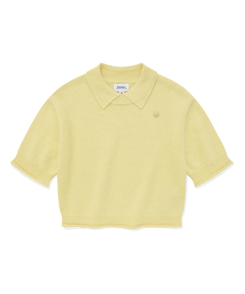 COVERNAT WOMAN Collar Angora Half Knit Yellow