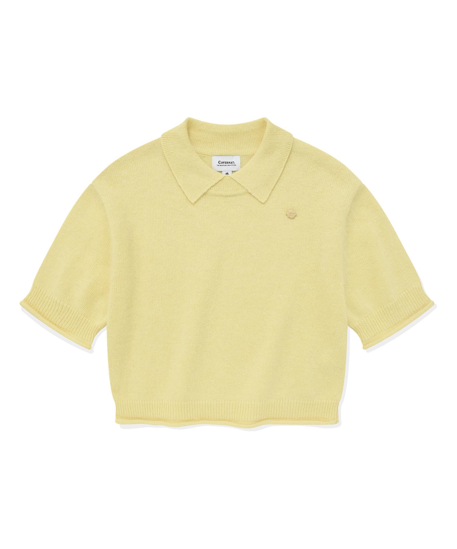 Covernat Woman Collar Angora Half Knit Yellow Yellow/Ws