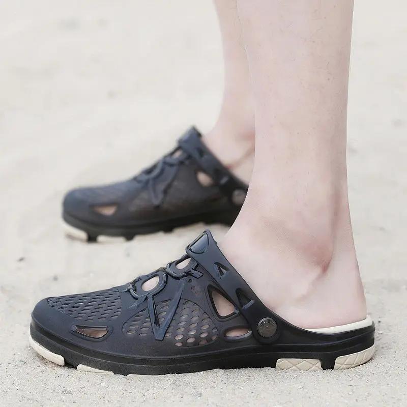 Fashion Slides Men's Shoe Male Slipper Hole Half Mules Eva Pvc Outdoor Beach Elegant Comfortable Cheap Shoes Liquidation Designer Luxury