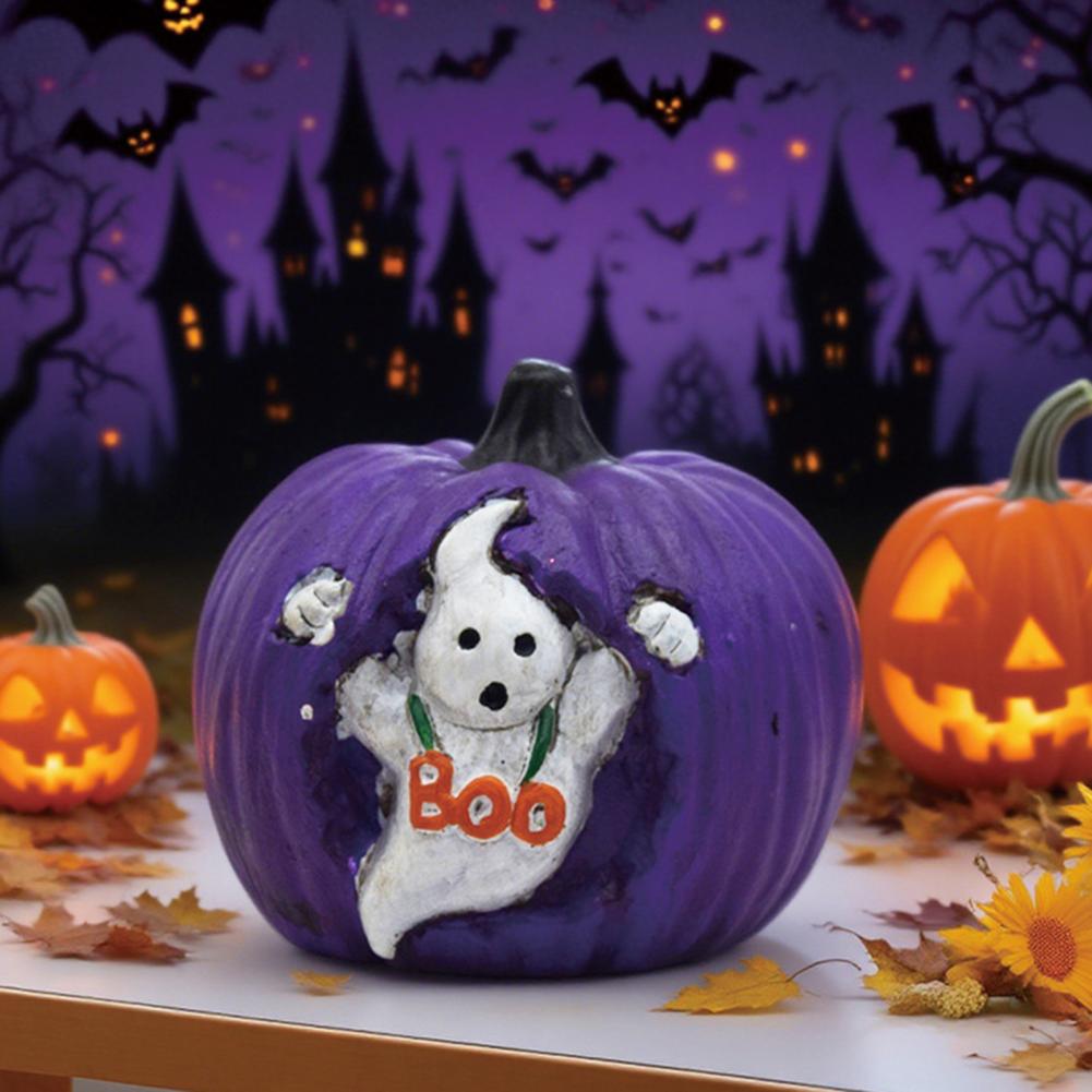 Resin Pumpkin Decoration Spooky Halloween Pumpkin Figurine Cute Farmhouse Decoration for Home Mantel Front Door