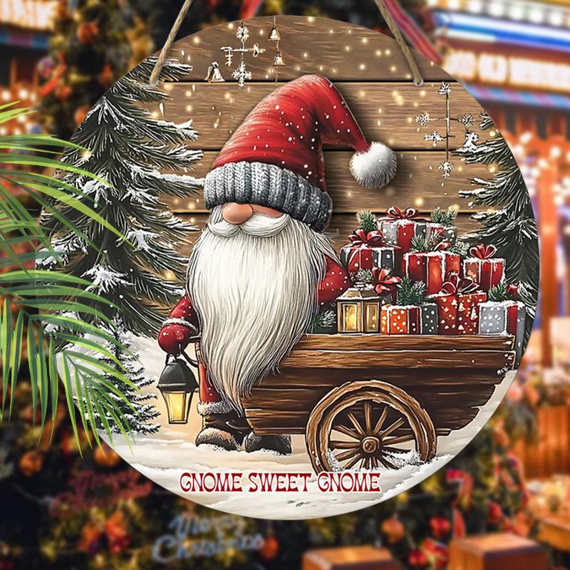 Christmas Decoration Sign,indoor Hanging decorations,2D Flat Wooden Products with Christmas Dwarf pattern,Christmas Gifts for Friends and Family