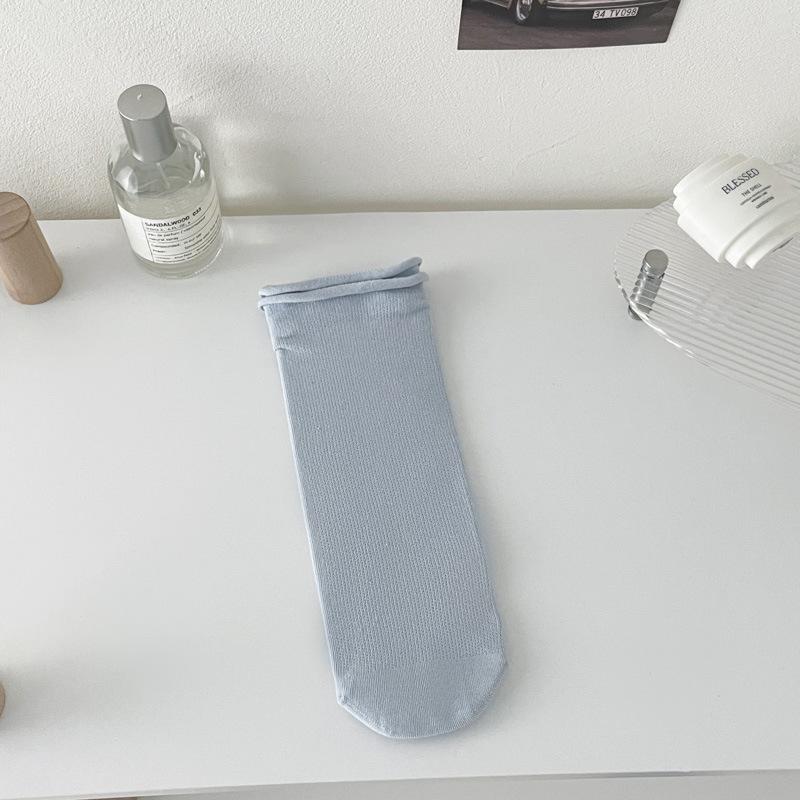 

Бесшовные, Тонкие Носки для Обеих Сторон, Сетчатые Носки до Середины Икры, Конфетно-цветные Махровые Носки, Чесаный Хлопок с Подвернутыми Манжетами 1 pair синий