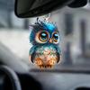 Cute Owl 2D Flat Acrylic Car Keychain Accessories Pendant, Car Rearview Mirror Pendant, Bag and Kitchen Home Pendant, Exquisite Gifts