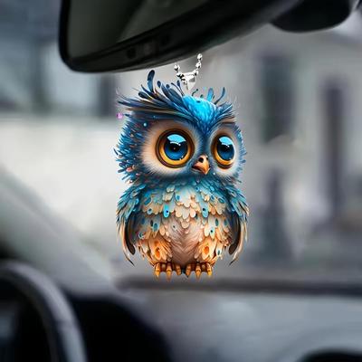 Roztomilá sova 2D plochý akrylový přívěsek na klíče do auta, přívěsek na auto zpětné zrcátko, taška a přívěsek do kuchyně, nádherné dárky