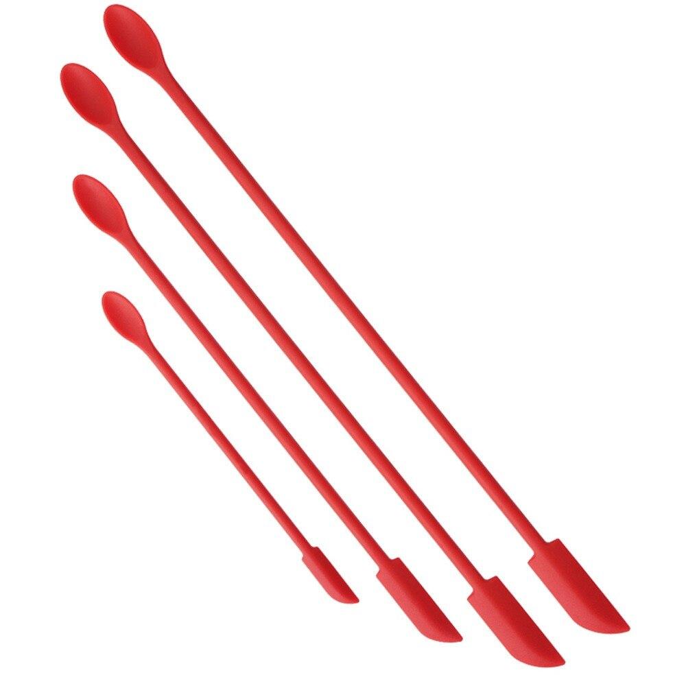 1/3/4Pcs Black Lengthen Mini Soft Jar Cake Cream Jam Scrapers Silicone Makeup Spatulas Butter Knife Kitchen Tools Accessories