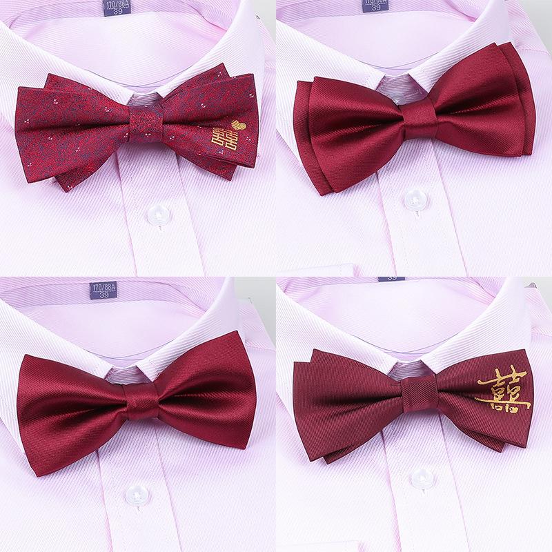Bow Tie Wedding Male, Korean Groom Wedding Best Man Men British Bow Tie Burgundy Bow Red Bow Tie