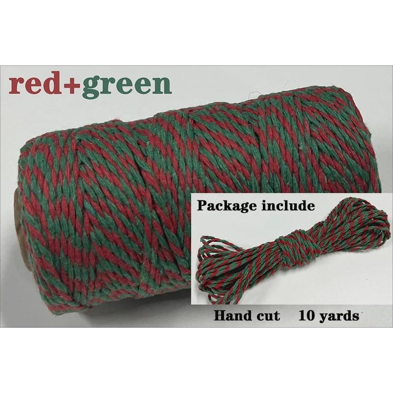 Sfoară Bumbac Bicolor 2mm 10 yarzi Sfoară Bakers Twine Fir Bumbac pentru Decor Acasă Handmade DIY Ambalare Cadou Crăciun