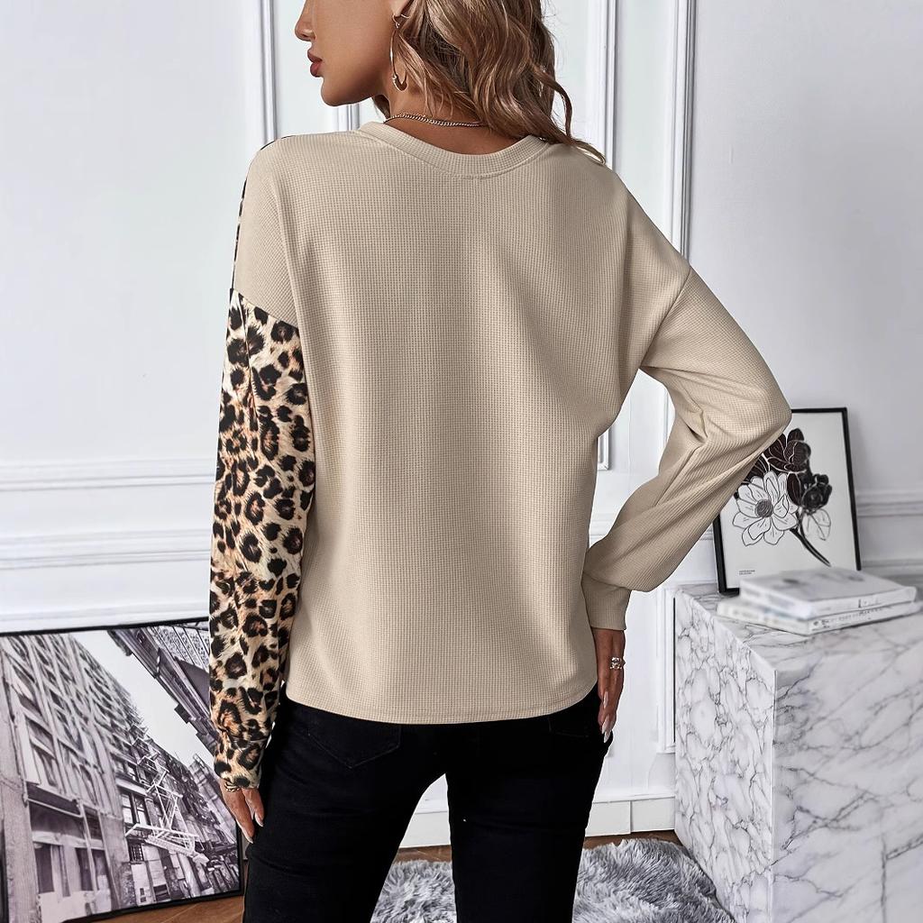 T-shirt, Women's, Autumn New Style, Long Sleeved Base Shirt, Fashionable, Casual, Round Neck, Knitted, Contrasting Women's Clothing, Top