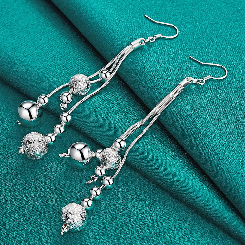 

Серьги-капли из стерлингового серебра 925 пробы с матовыми гладкими бусинами для женщин, модные ювелирные изделия ME004