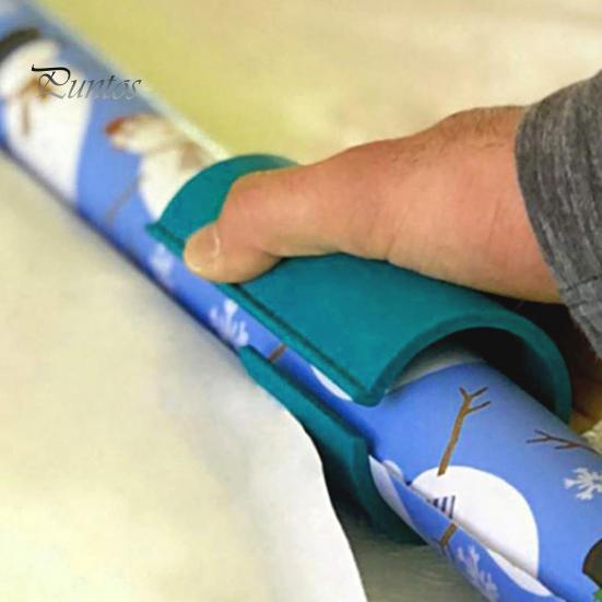 Christmas Wrapping Paper Roll Cutter Embedded Blade Paper Edger Easy Sliding Gift Wrap Dispenser Cutter Tool