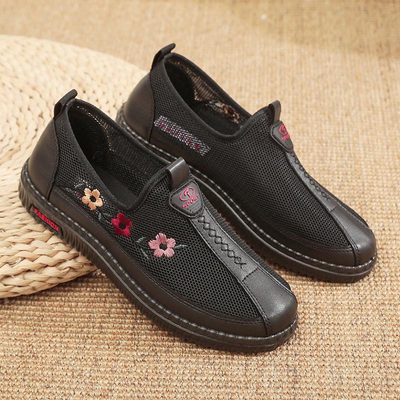 

Новая летняя тканевая обувь женская сетчатая обувь нескользящая мягкая подошва дышащая и удобная на одном педале для среднего и пожилого возраста 41