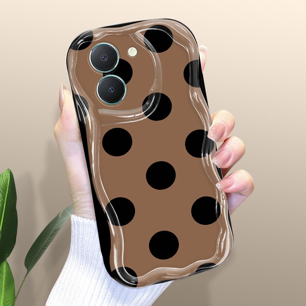 

Милый мультяшный узор, кремовая текстура, мягкий силиконовый чехол с волнистыми краями, чехол для телефона для Vivo Vivo V40 5G чёрный