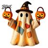 Nostalgic Fall Mantel Decor Lighted Vintage Patchwork Ghost LED Light Up Ghost with Pumpkin Lantern Spooky Classroom Halloween Desk Accessories Cute