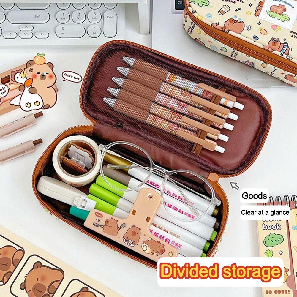 Cartoonmuster Capybara Federmäppchen Canvas Stiftebox Neue Stiftetasche