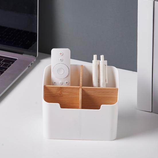 Storage Box Clutter-Free Desktop Organizer Remote Control Stationery Holder Workspace Tidy Box Office Supplies