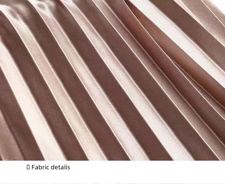 Women's High-Waisted Double-Sided Flocked Mesh Pleated A-Line Midi Skirt - New Slimming Spring Style