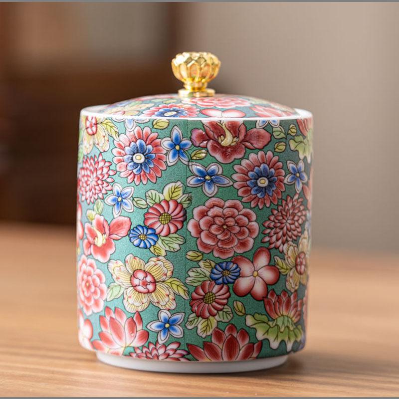 European Painted Ceramic Candy Jar Home Portable Tea Jar Multifunctional Jewelry Food Coffee Bean Storage Bottle Home Decoration