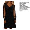 Women's Sparkly Mesh Long Sleeve Mini Dress Glitter V Neck Banquet Cocktail Party Dress Going Out Club Night Outfits