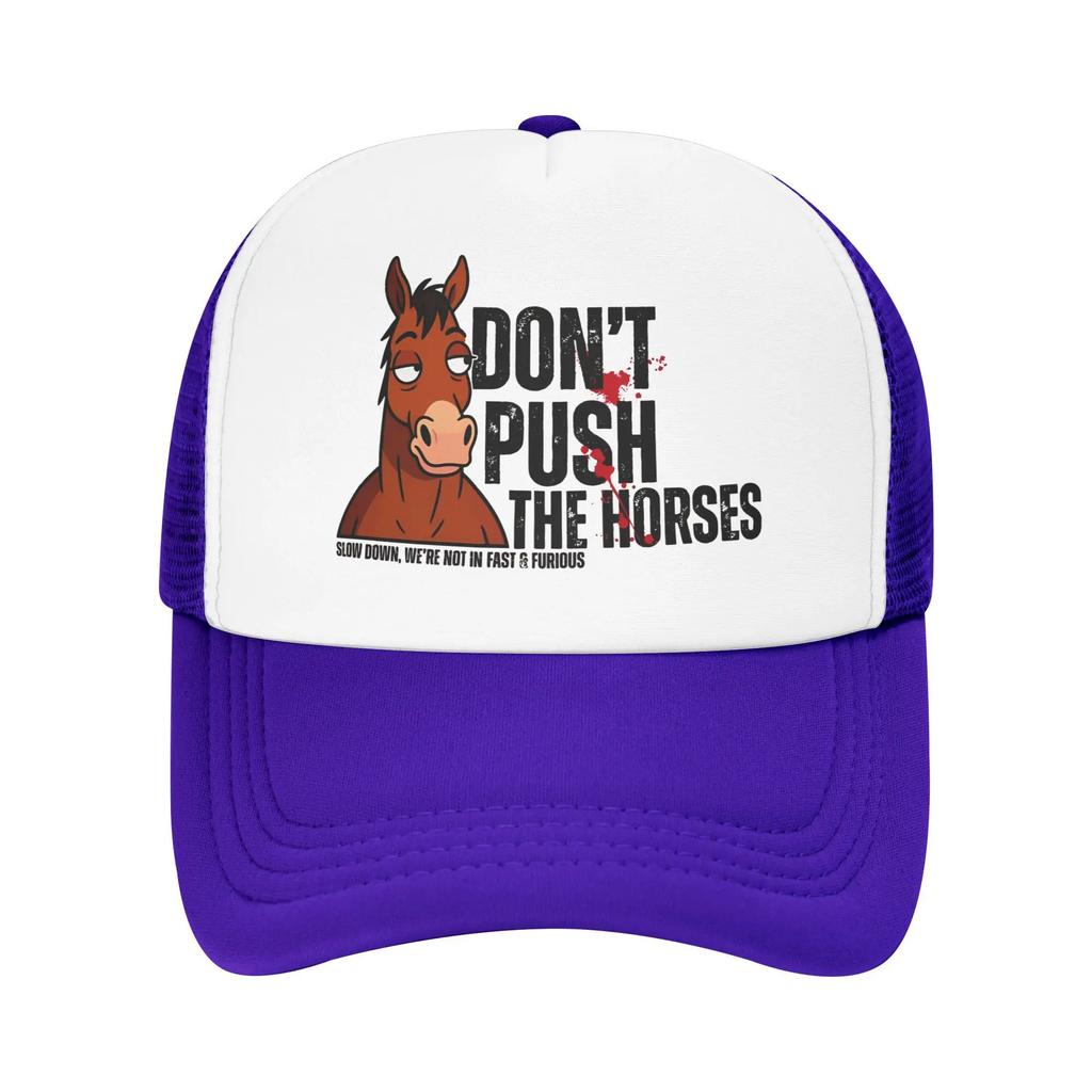 Summer Cooling Dont Push The Horses Funny Meme Quote Mesh Caps Men Women Adjustable Foam Trucker Hats For Casual Wear
