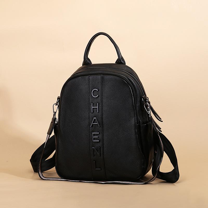 Genuine Leather Backpack Women's Light Leisure Bag Travel Backpack Multi-functional Large Capacity Student Backpack