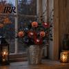Outdoor Halloween Decor Artificial Branch with Pumpkin And Eyeball, Black Glitter Fake Twig Party Maple Leaves for Gothic Vase Filler, Party,